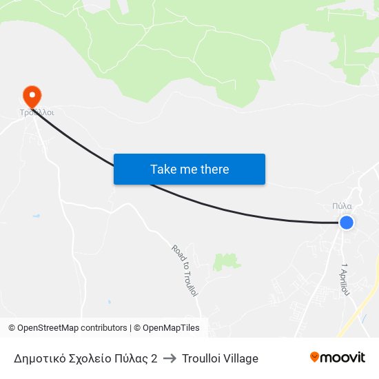 Δημοτικό Σχολείο Πύλας 2 to Troulloi Village map
