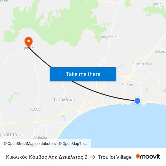 Κυκλικός Κόμβος Αηκ Δεκέλειας 2 to Troulloi Village map