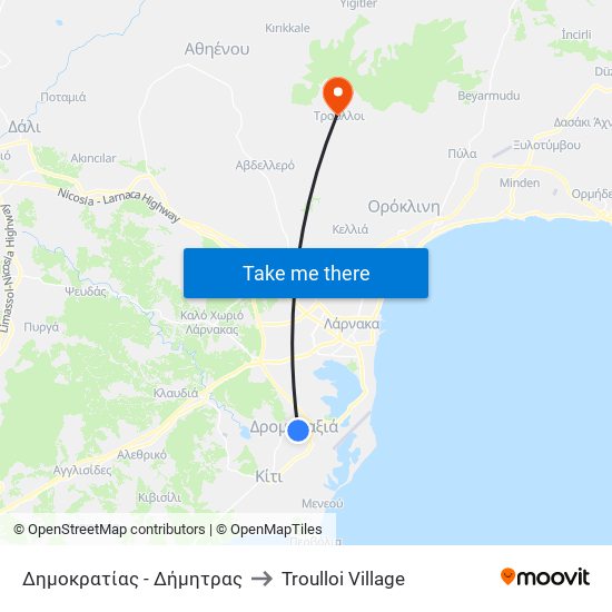 Δημοκρατίας - Δήμητρας to Troulloi Village map