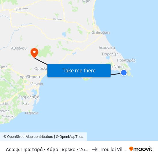 Λεωφ. Πρωταρά - Κάβο Γκρέκο - 26η Στάση to Troulloi Village map