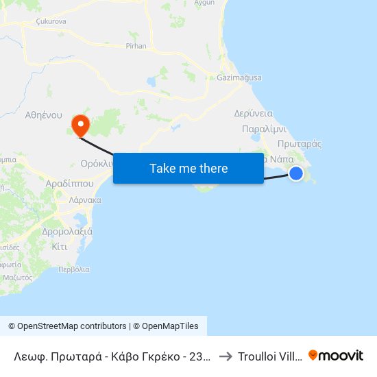 Λεωφ. Πρωταρά - Κάβο Γκρέκο - 23η Στάση to Troulloi Village map