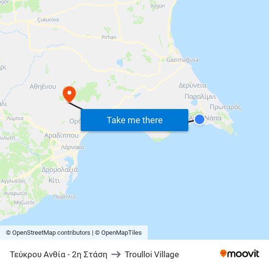 Τεύκρου Ανθία - 2η Στάση to Troulloi Village map