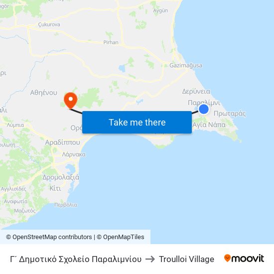 Γ´ Δημοτικό Σχολείο Παραλιμνίου to Troulloi Village map