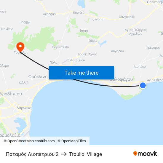 Ποταμός Λιοπετρίου 2 to Troulloi Village map