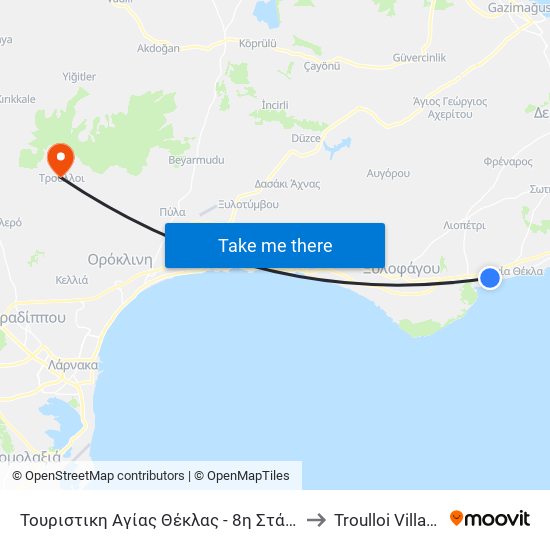 Τουριστικη Αγίας Θέκλας - 8η Στάση to Troulloi Village map