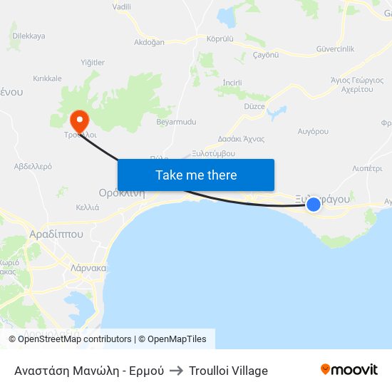 Αναστάση Μανώλη - Ερμού to Troulloi Village map