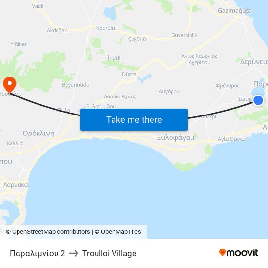 Παραλιμνίου 2 to Troulloi Village map