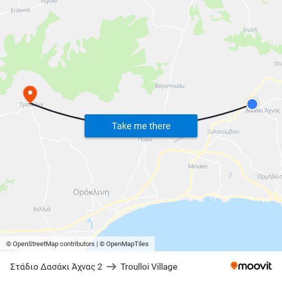 Στάδιο Δασάκι Άχνας 2 to Troulloi Village map