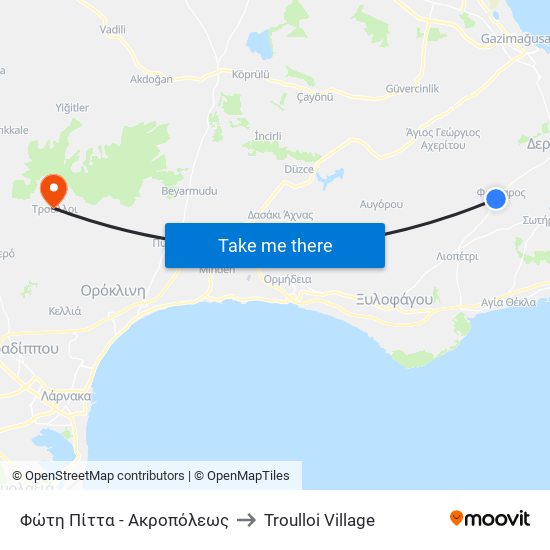 Φώτη Πίττα - Ακροπόλεως to Troulloi Village map