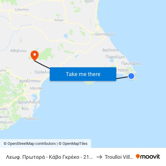 Λεωφ. Πρωταρά - Κάβο Γκρέκο - 21η Στάση to Troulloi Village map