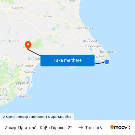 Λεωφ. Πρωταρά - Κάβο Γκρέκο - 22η Στάση to Troulloi Village map