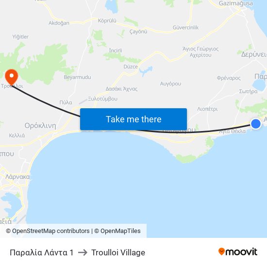 Παραλία Λάντα 1 to Troulloi Village map