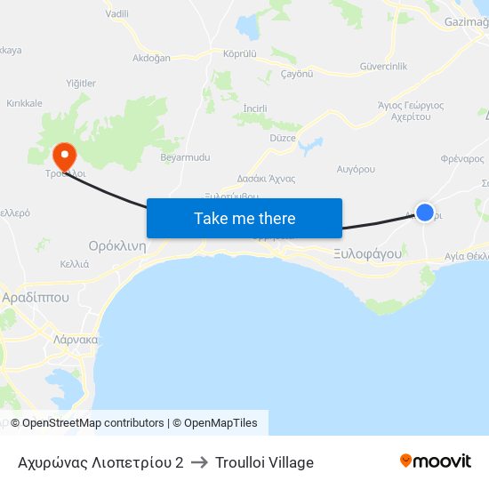 Αχυρώνας Λιοπετρίου 2 to Troulloi Village map