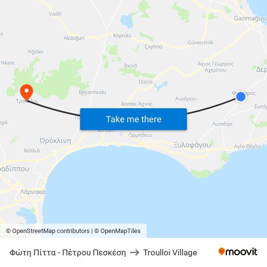 Φώτη Πίττα - Πέτρου Πεσκέση to Troulloi Village map