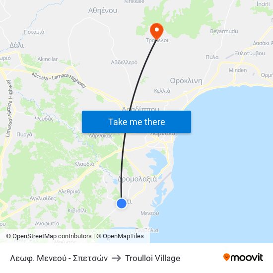 Λεωφ. Μενεού - Σπετσών to Troulloi Village map