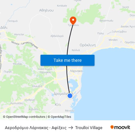 Αεροδρόμιο Λάρνακας - Αφίξεις to Troulloi Village map