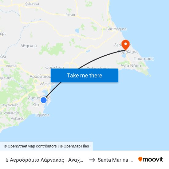 ✈ Αεροδρόμιο Λάρνακας - Αναχωρήσεις to Santa Marina Clinic map