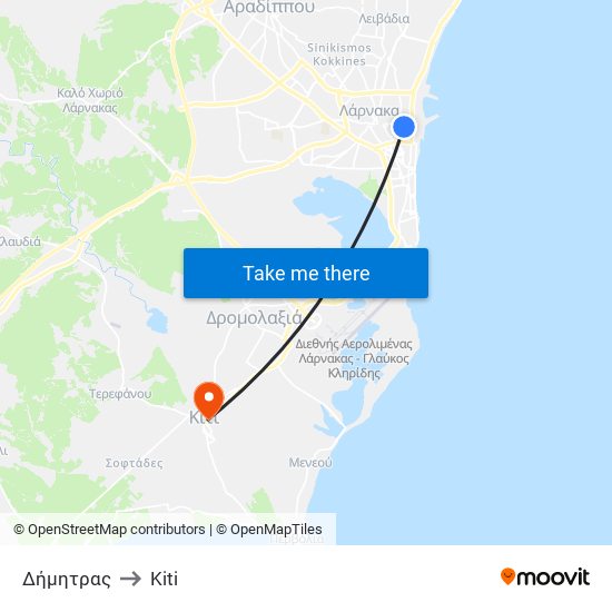 Δήμητρας to Kiti map