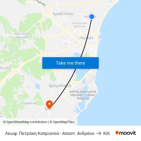Λεωφ. Πετράκη Κυπριανού - Αποστ. Ανδρέου to Kiti map