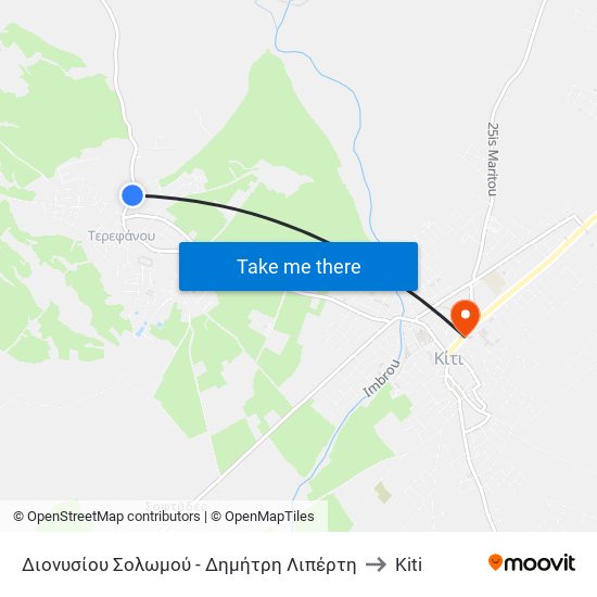 Διονυσίου Σολωμού - Δημήτρη Λιπέρτη to Kiti map