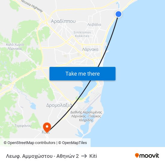 Λεωφ. Αμμοχώστου - Αθηνών 2 to Kiti map