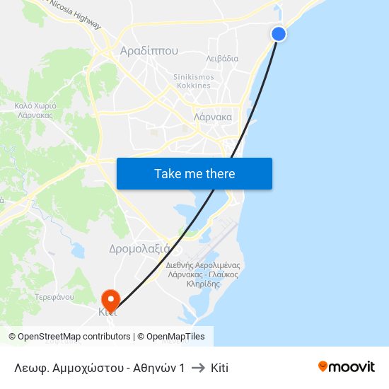 Λεωφ. Αμμοχώστου - Αθηνών 1 to Kiti map