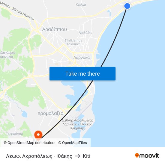 Λεωφ. Ακροπόλεως - Ιθάκης to Kiti map