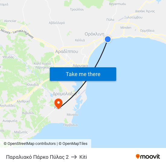 Παραλιακό Πάρκο Πύλας 2 to Kiti map