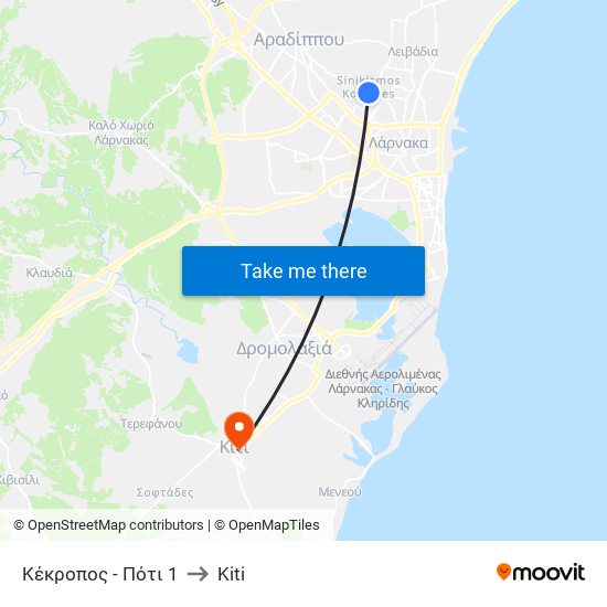 Κέκροπος - Πότι 1 to Kiti map