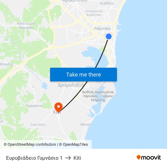 Ευρυβιάδειο Γυμνάσιο 1 to Kiti map