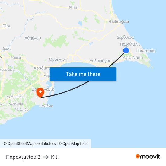 Παραλιμνίου 2 to Kiti map