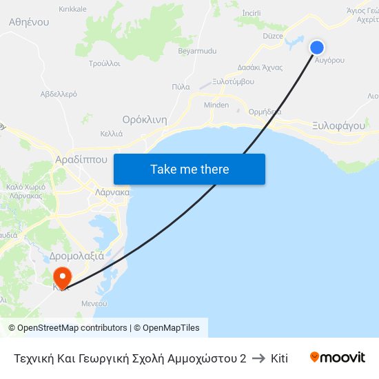 Τεχνική Και Γεωργική Σχολή Αμμοχώστου 2 to Kiti map