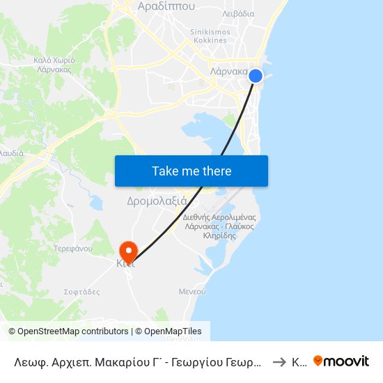 Λεωφ. Αρχιεπ. Μακαρίου Γ´ - Γεωργίου Γεωργιάδη to Kiti map