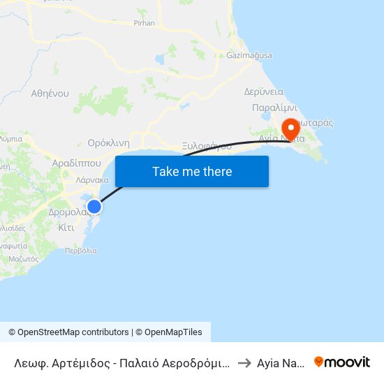 Λεωφ. Αρτέμιδος - Παλαιό Αεροδρόμιο 2 to Ayia Napa map