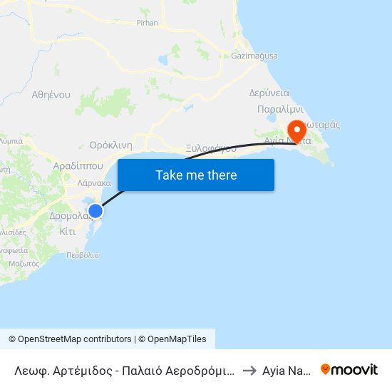 Λεωφ. Αρτέμιδος - Παλαιό Αεροδρόμιο 1 to Ayia Napa map