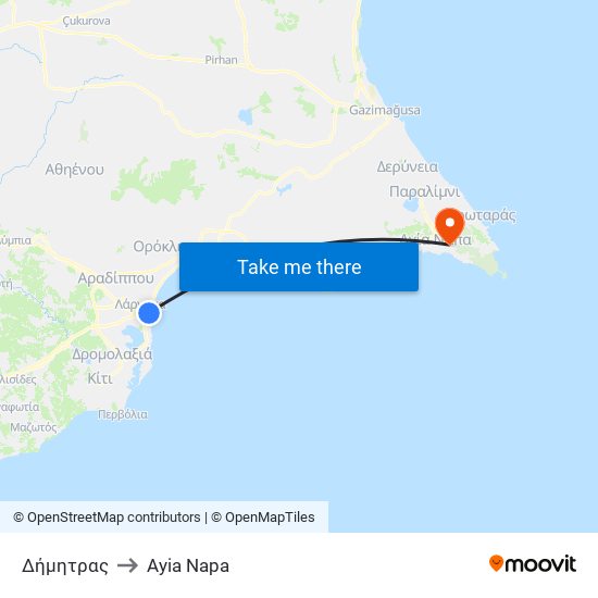 Δήμητρας to Ayia Napa map