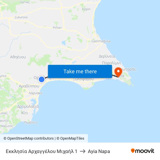 Εκκλησία Αρχαγγέλου Μιχαήλ 1 to Ayia Napa map