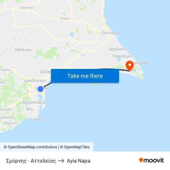 Σμύρνης - Ατταλείας to Ayia Napa map