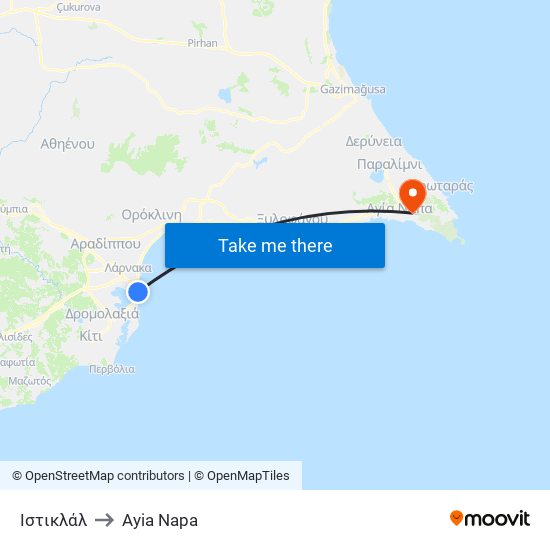 Ιστικλάλ to Ayia Napa map