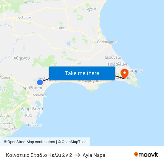 Κοινοτικό Στάδιο Κελλιών 2 to Ayia Napa map