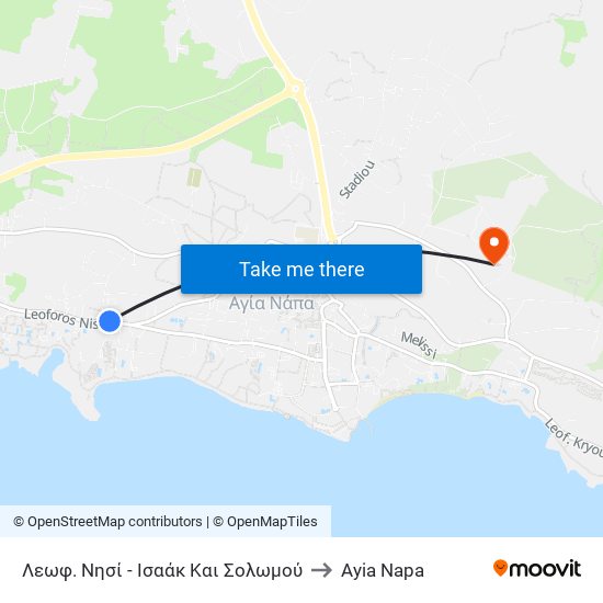 Λεωφ. Νησί - Ισαάκ Και Σολωμού to Ayia Napa map