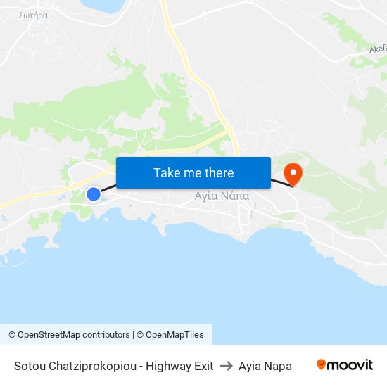 Sotou Chatziprokopiou - Highway Exit to Ayia Napa map