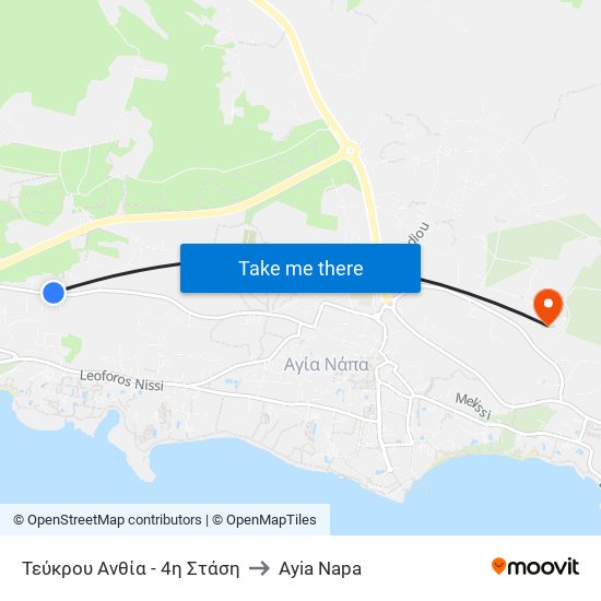 Τεύκρου Ανθία - 4η Στάση to Ayia Napa map