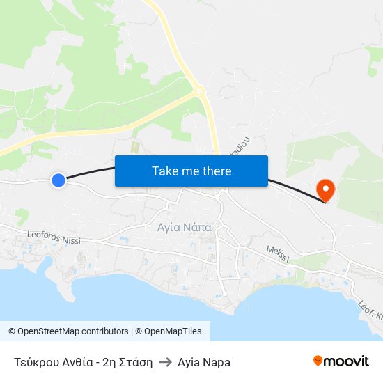 Τεύκρου Ανθία - 2η Στάση to Ayia Napa map