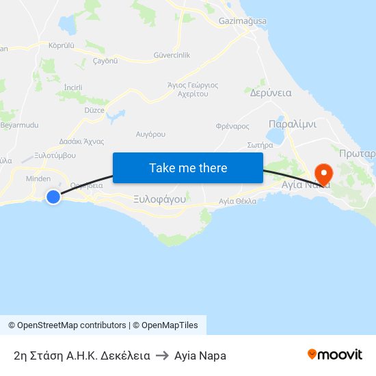 2η Στάση Α.Η.Κ. Δεκέλεια to Ayia Napa map