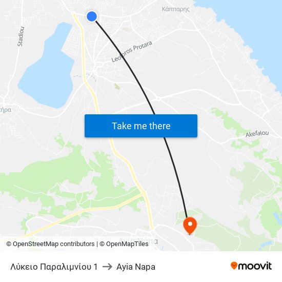 Λύκειο Παραλιμνίου 1 to Ayia Napa map