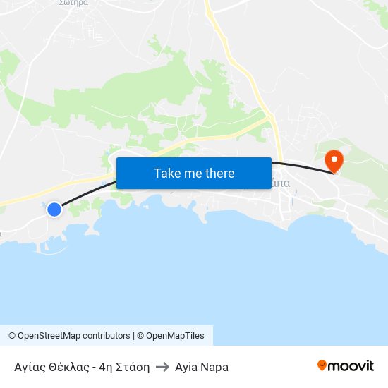 Αγίας Θέκλας - 4η Στάση to Ayia Napa map