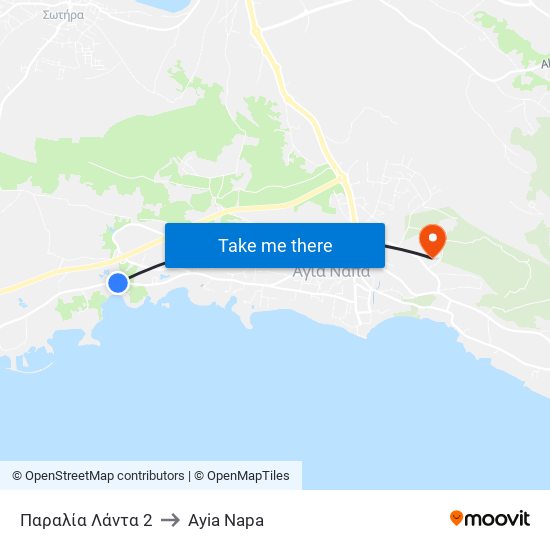 Παραλία Λάντα 2 to Ayia Napa map