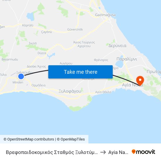 Βρεφοπαιδοκομικός Σταθμός Ξυλοτύμβου to Ayia Napa map