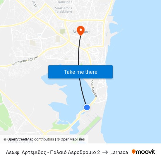 Λεωφ. Αρτέμιδος - Παλαιό Αεροδρόμιο 2 to Larnaca map